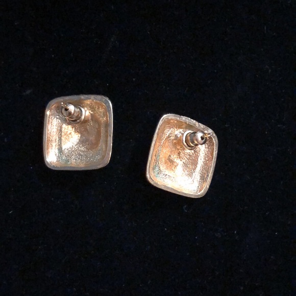 Blue Gold Tone Earrings - Picture 3 of 4